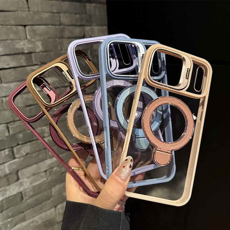 Apple 17対応 二重レンズカバー付き マグネット式透明耐衝撃ケース