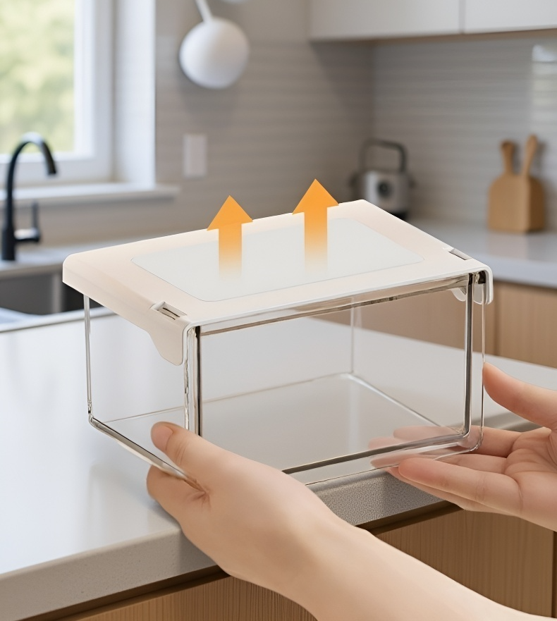 抽拉收納盒展示浴室用品收納效果