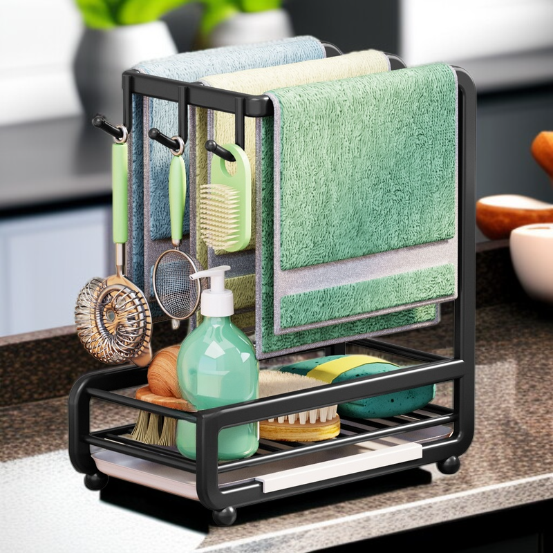 Multifunctional Kitchen Cloth Towel Rack Wall-mounted Sink Storage Rack