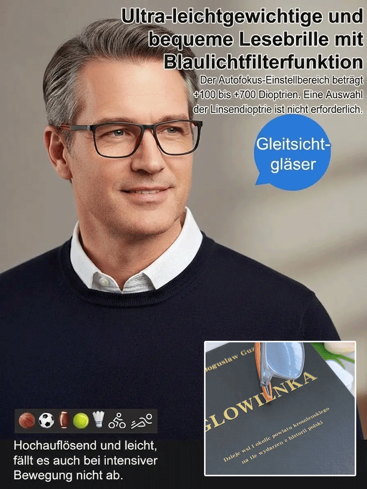 【Eine Brille für das ganze Leben!】Ultraleichte und bequeme Anti-Blaulicht-Brille für Presbyopie