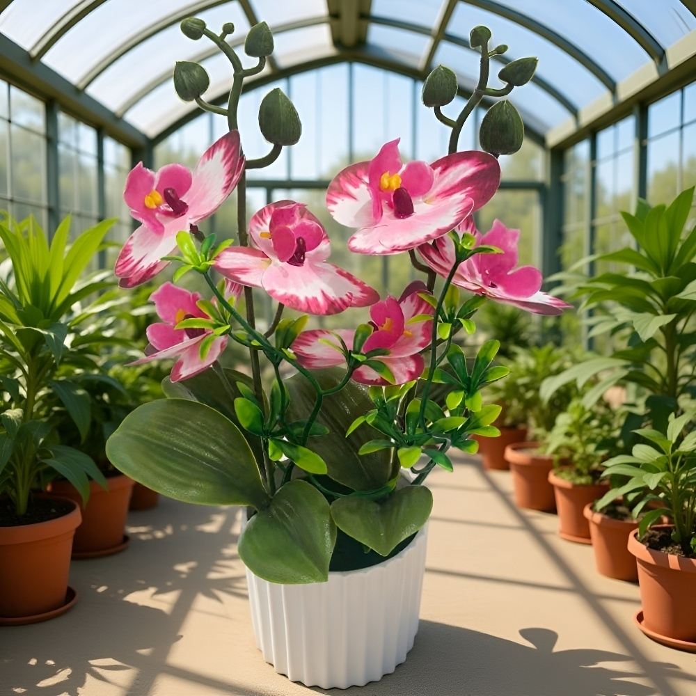 Artificial orchid centerpiece for modern living room