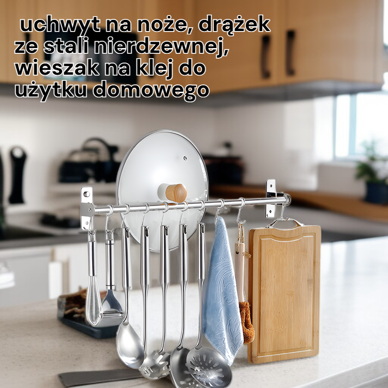 Samoprzylepny organizer kuchenny na ścianę, półka na noże i akcesoria