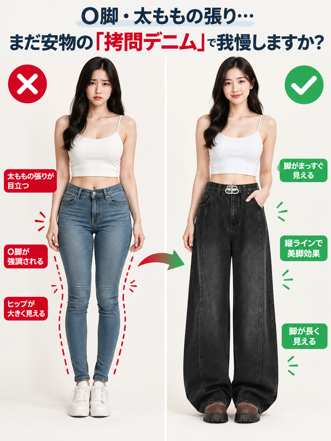 【倉敷・児島】ヴィンテージ風美脚シルエットカーブジーンズ