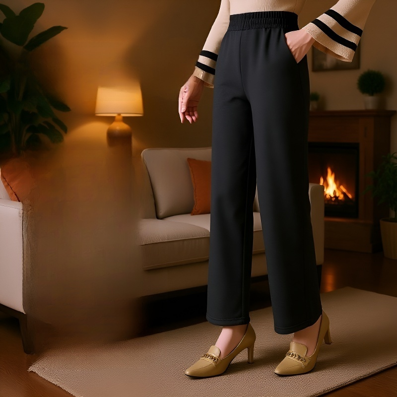 여성 캐주얼 패션 기모 도톰 와이드 팬츠 쉬넬 캐주얼 팬츠 추동 기모 와이드 팬츠 코듀로이 캐주얼 팬츠