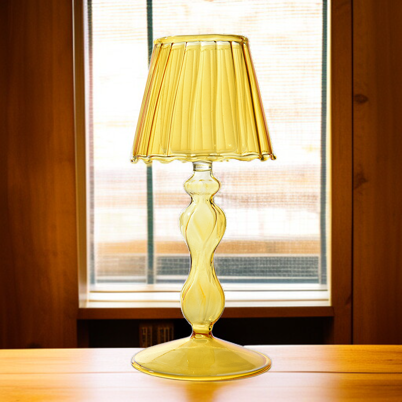 حامل شموع زجاجي شفاف على الطراز الأوروبي لمصباح طاولة