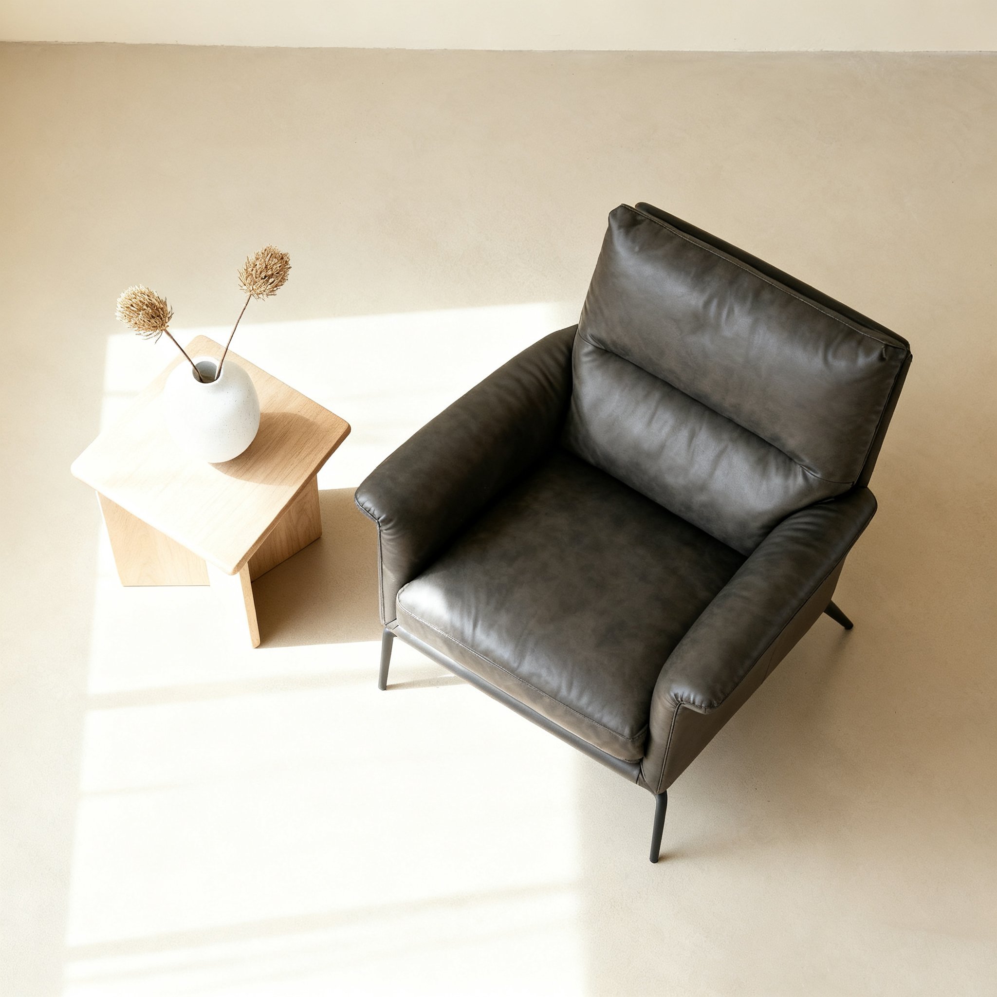 โซฟาหนังสีดำเดี่ยว ดีไซน์ทันสมัย