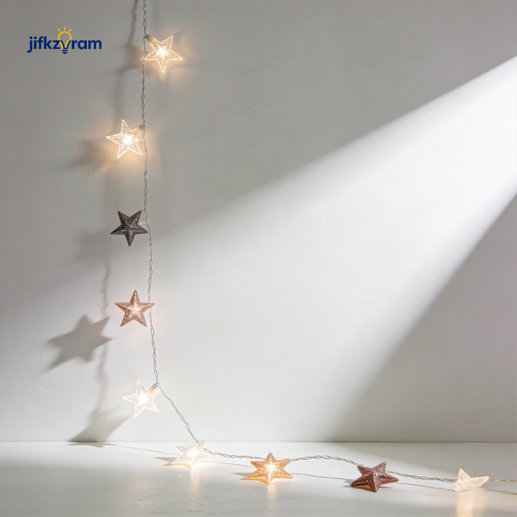 Luces de cadena con adornos en forma de estrella (2 piezas)