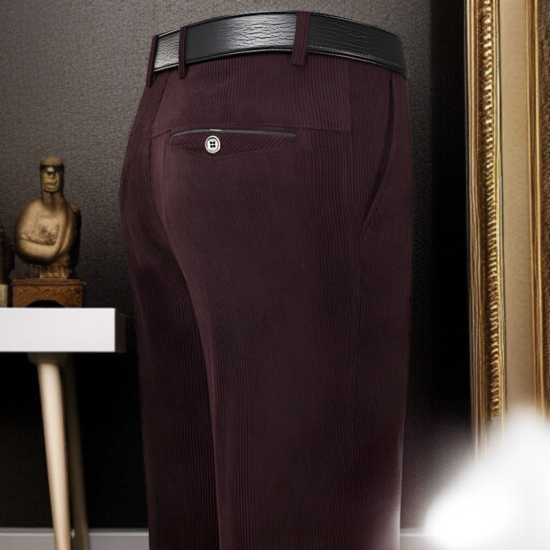 男性用冬ベルベット裏起毛コーデュロイパンツ中高年カジュアル