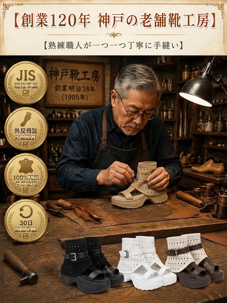 レディース美脚厚底ローマサンダル