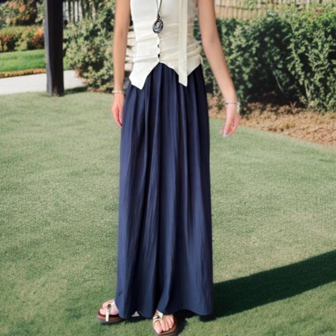 ウエストゴム高腰リラックスパンツ正面画像