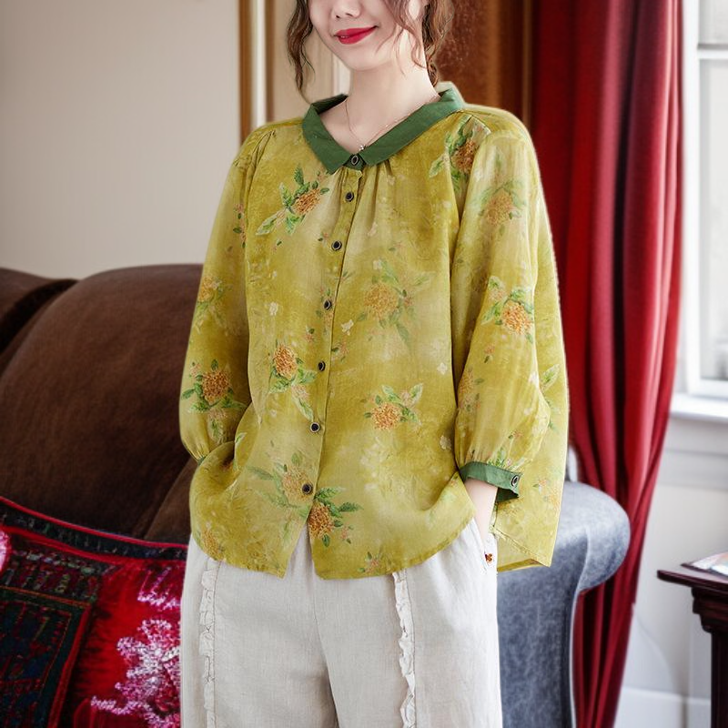 코튼 마 혼방 소재 여성 셔츠 디테일