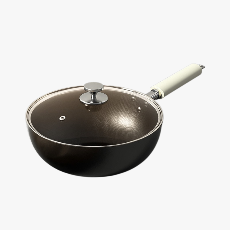 Uncoated Household Iron Deep Frying Pan