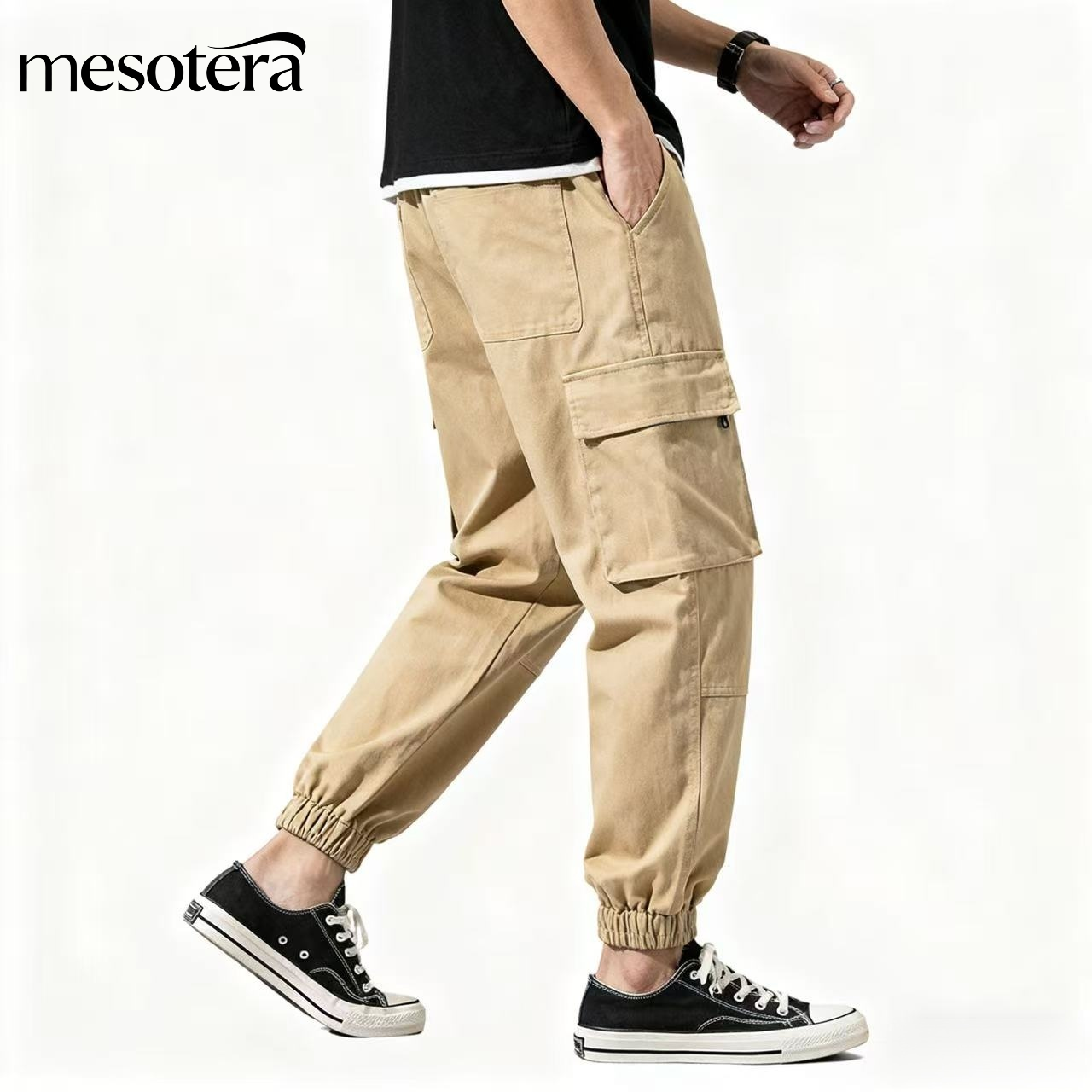 冬用厚手メンズカーゴパンツ全体写真