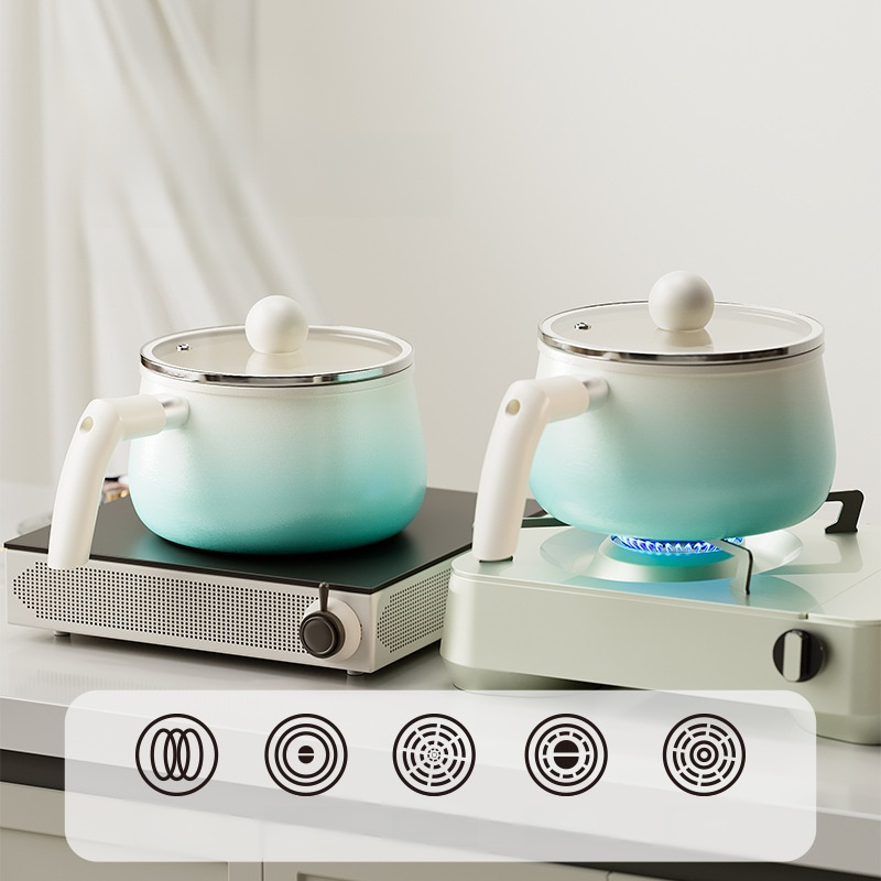 Fluorine-Free Gradient Blue Ceramic Milk Pan