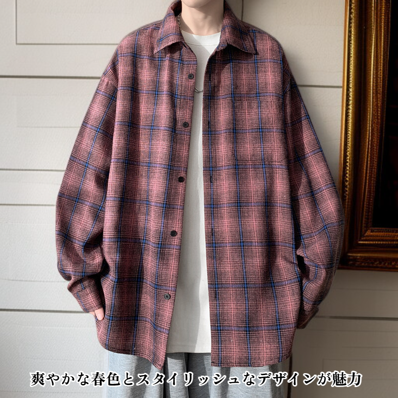 トレンドチェックシャツ メンズ春アウター