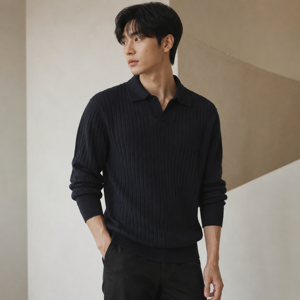 남성용 루즈핏 카라 니트 가을 겨울용