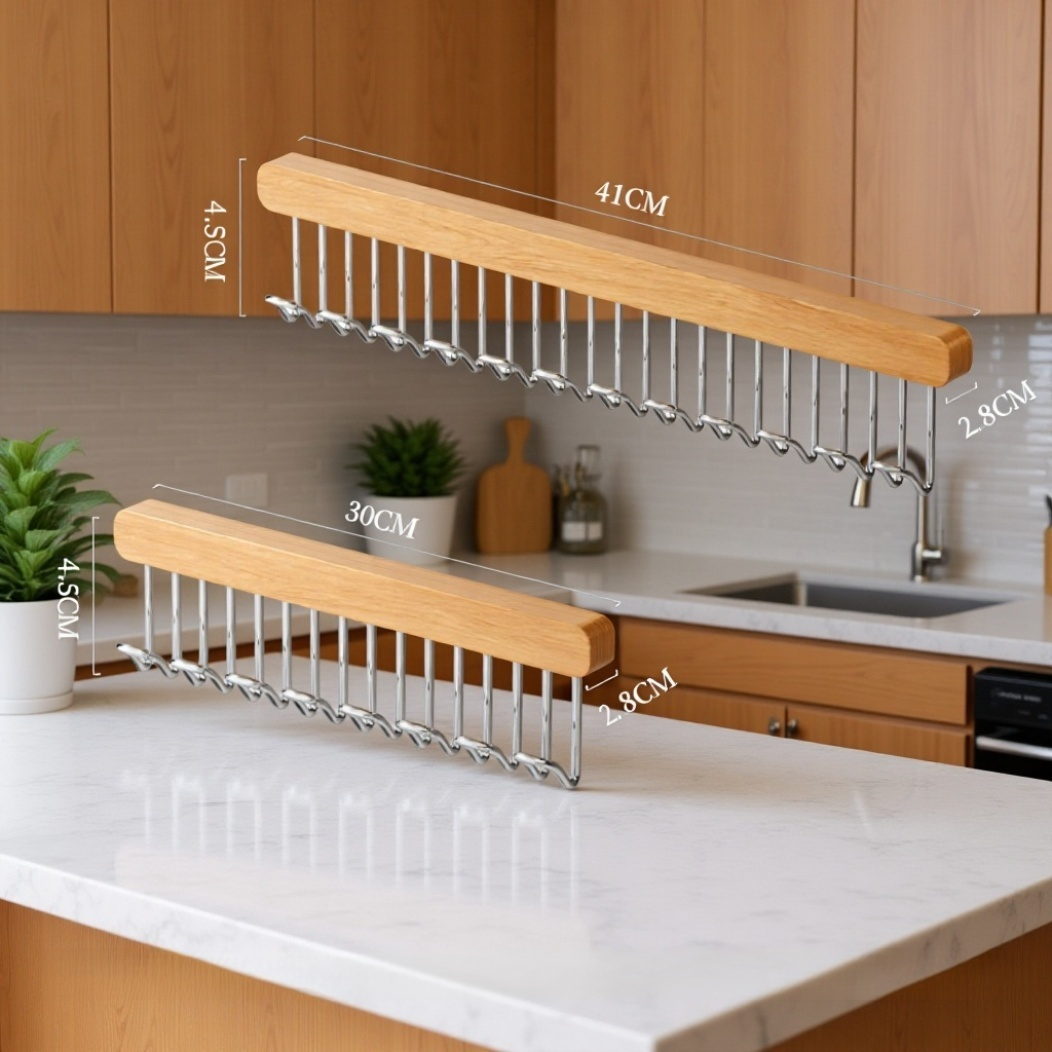 多機能波型ハンガー引き出し式木製ラック