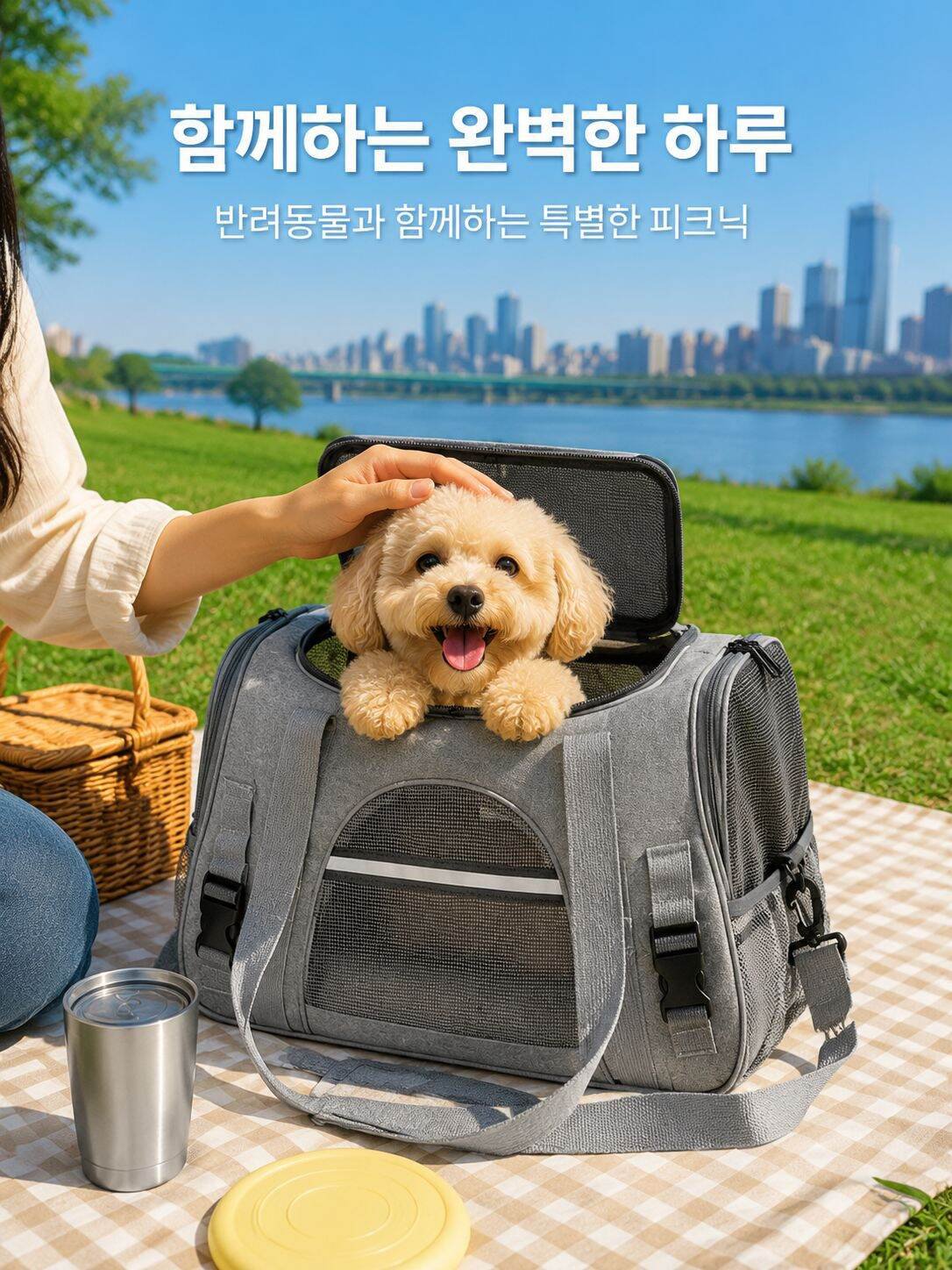 고양이 강아지 공용 접이식 통기성 크로스백