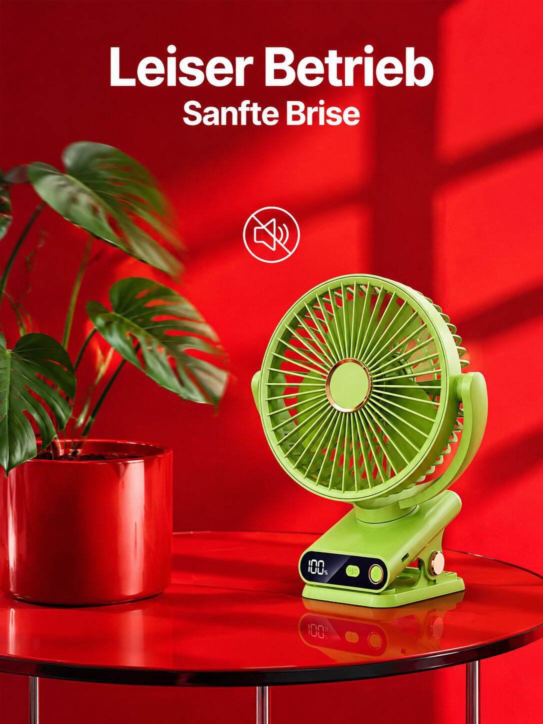 Tischventilator mit Klemme, automatische Oszillation, USB-betrieben