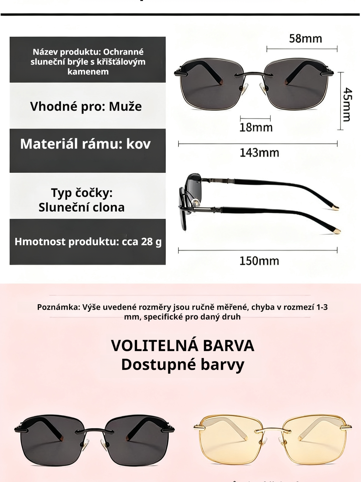 Bezrámové ochranné brýle s křišťálovým efektem