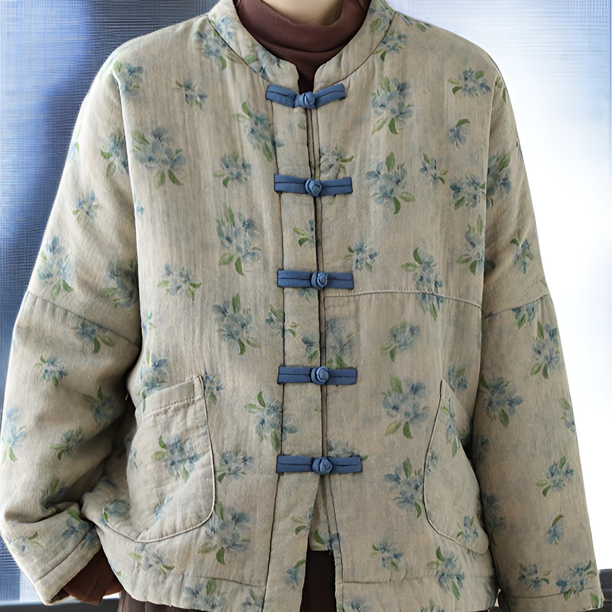 여성용 프린트 퀼팅 코튼 패딩 재킷