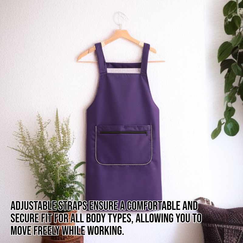 Waterproof and oil-resistant apron with straps.