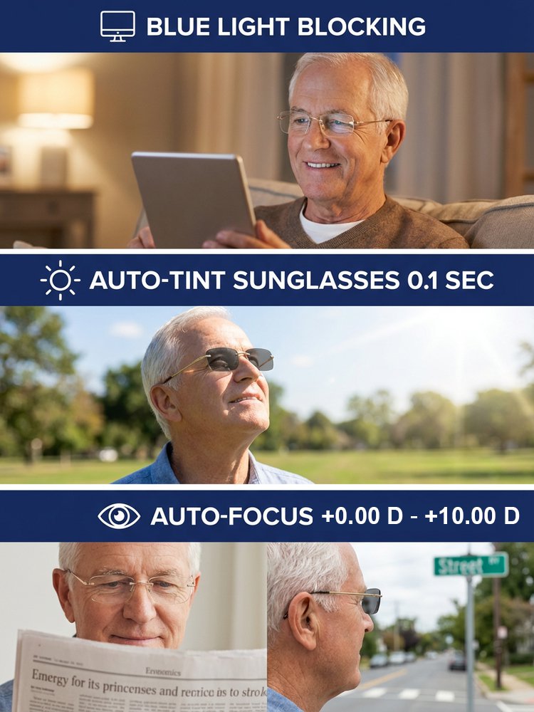 Photochromic Ultra-Light Frameless Reading Glasses