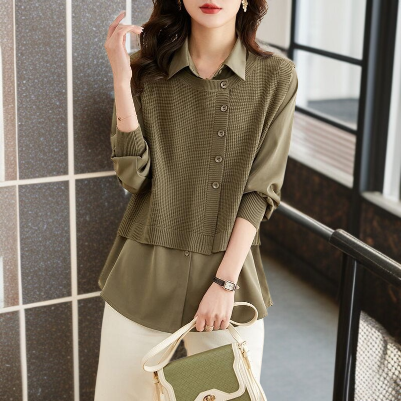 세련된 디자인의 여성 스웨터 전체 사진