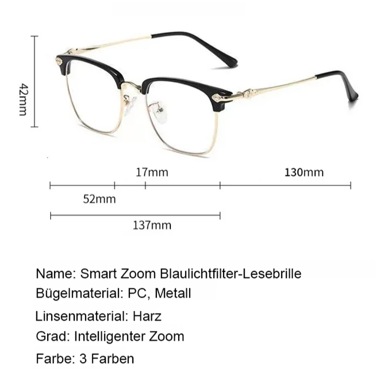 Automatisch fokussierende Blaulichtfilter-Lesebrille