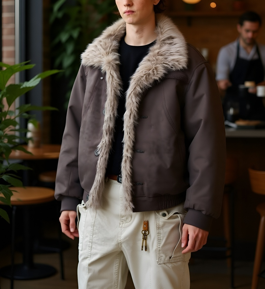 Retro hegyfaragású pamut dzseki férfiaknak