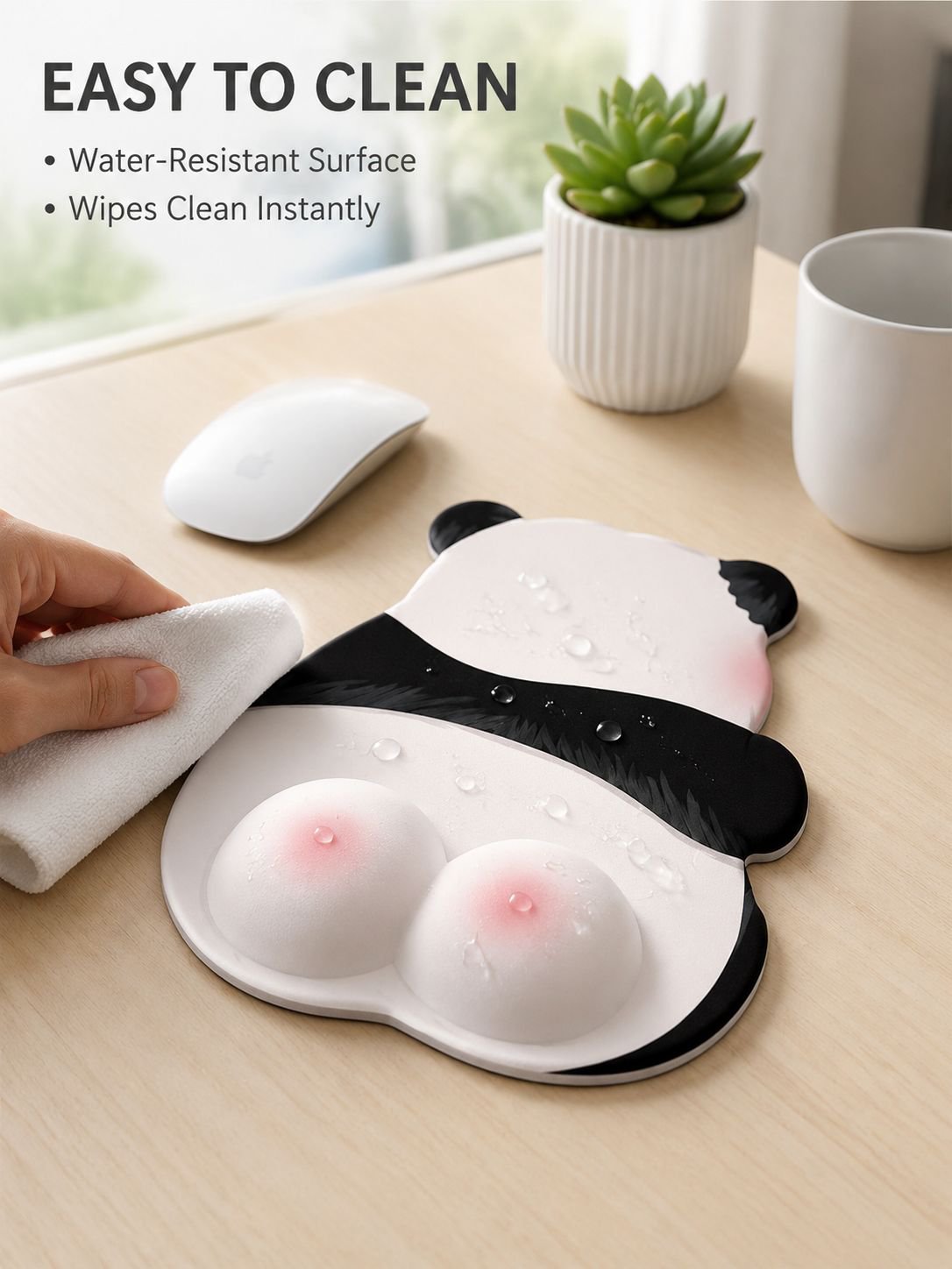 Pink Butt Panda Mouse Pad with Wrist Rest