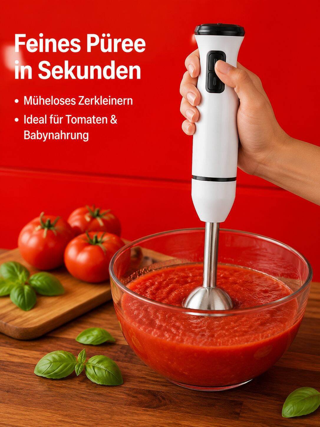 Küchenstab beim Mixen von Früchten