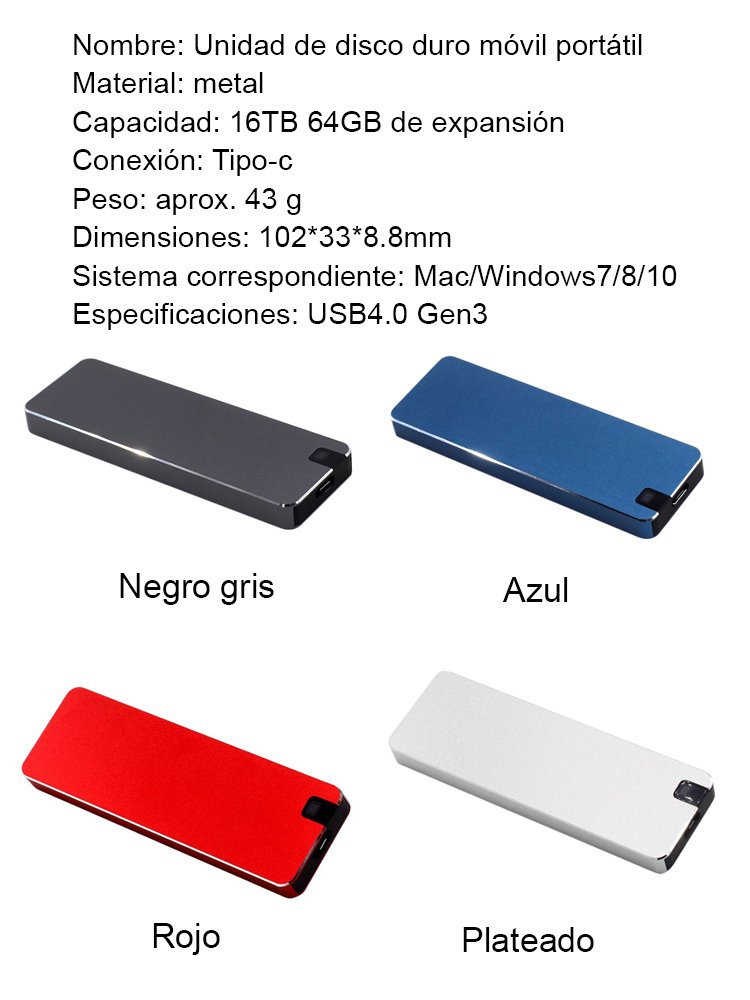 USB4.0 Gen3 – Disco duro sólido portátil de alta velocidad: transmisión estable sin pérdidas