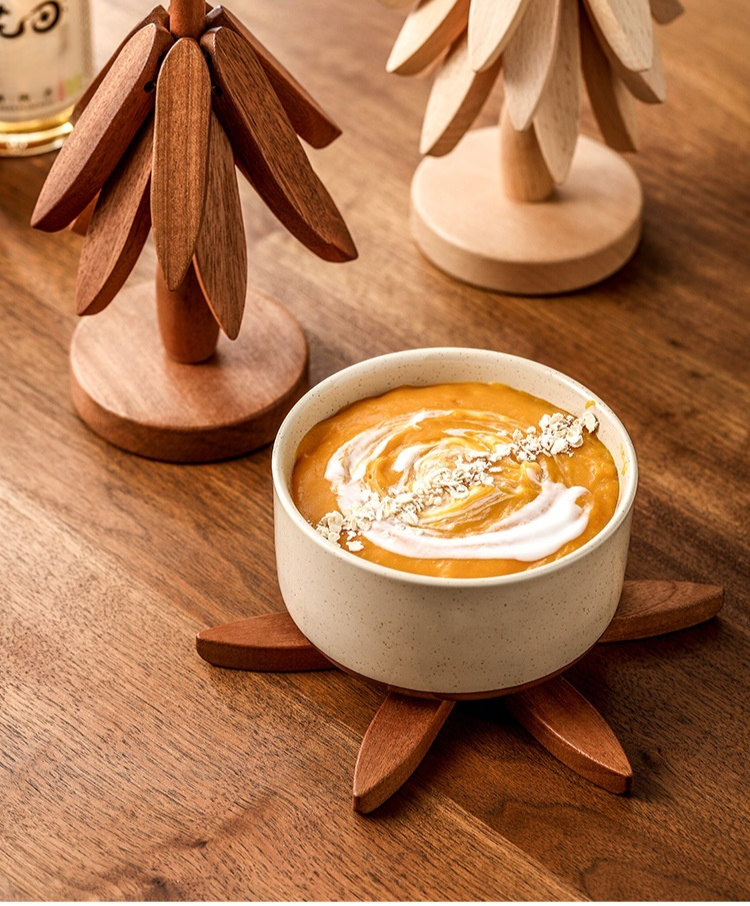 Heat resistant wooden coaster for dining table