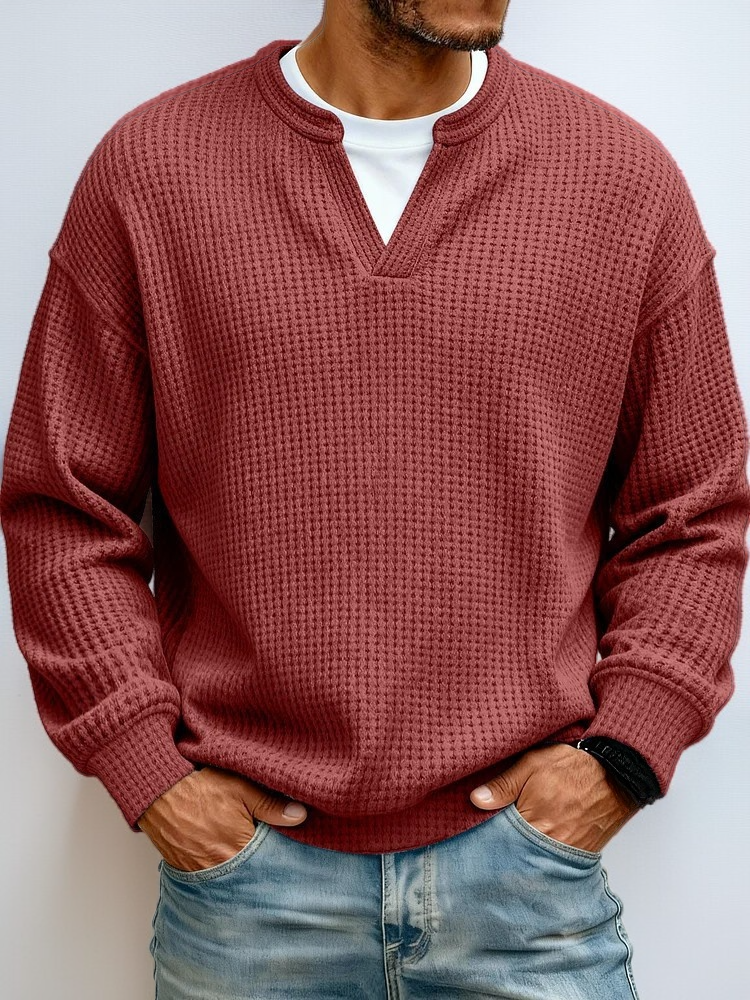 高品質素材のメンズワッフルTシャツ生地アップ