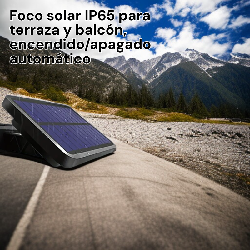  Foco solar IP65 para terraza y balcón, encendido/apagado automático
