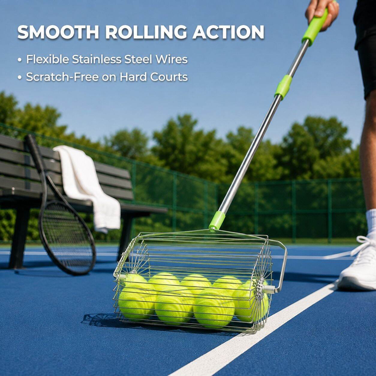 Stainless steel roller golf ball retriever