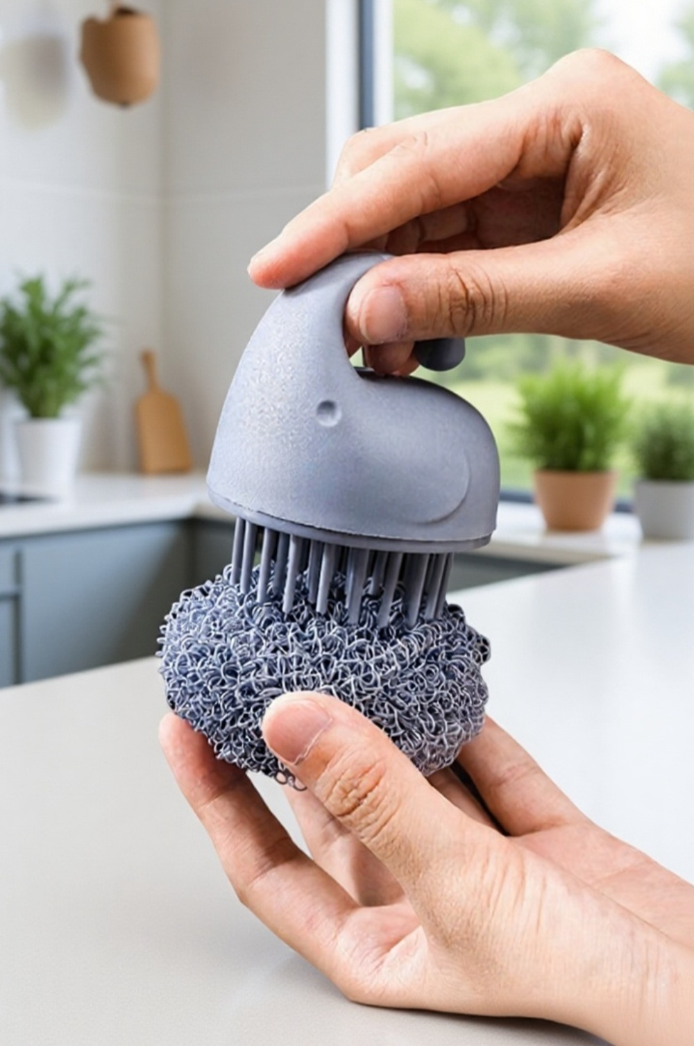 コンパクトなデザインの食器用ブラシ