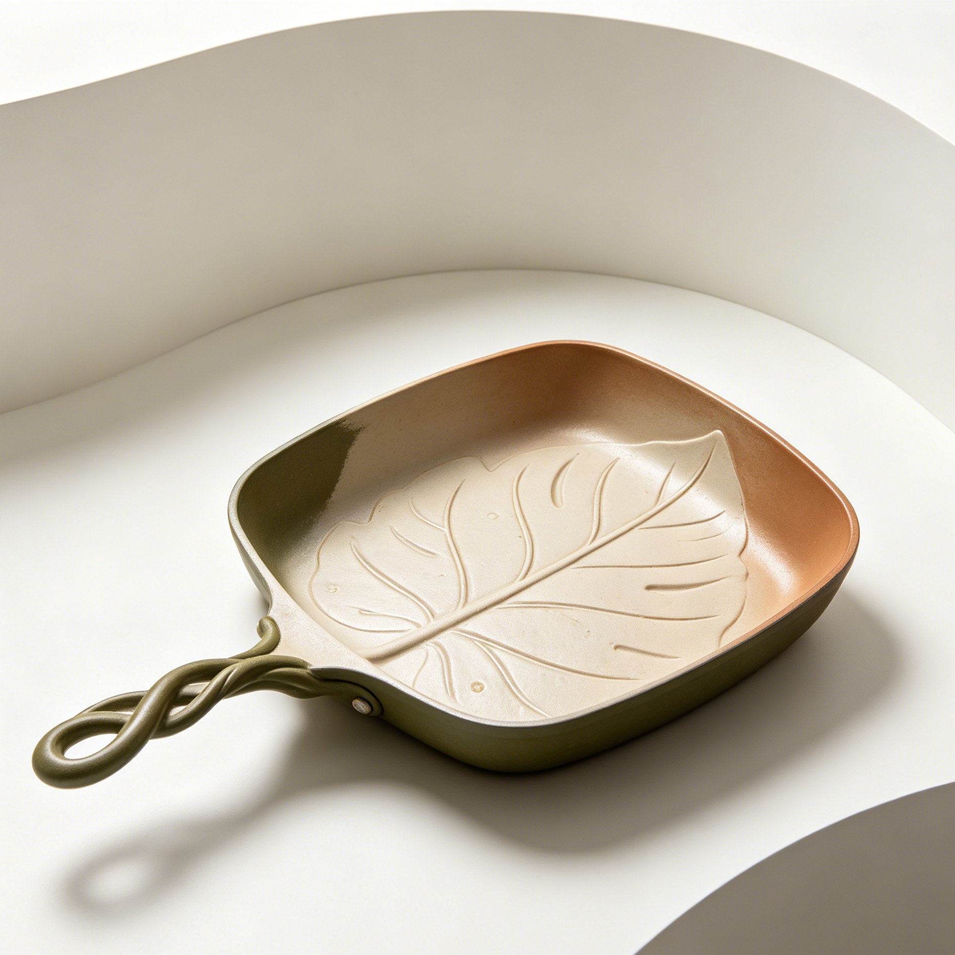 Poêle à frire sculptée en forme de feuille
