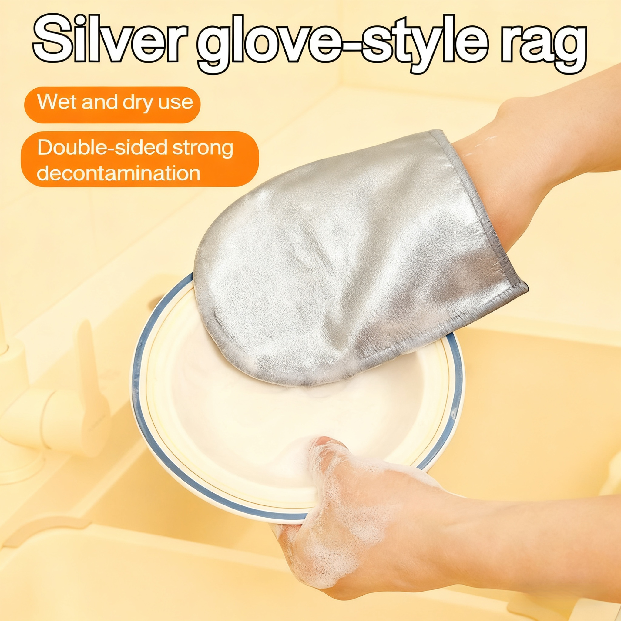 High-quality, washable silver fiber cleaning glove cloth