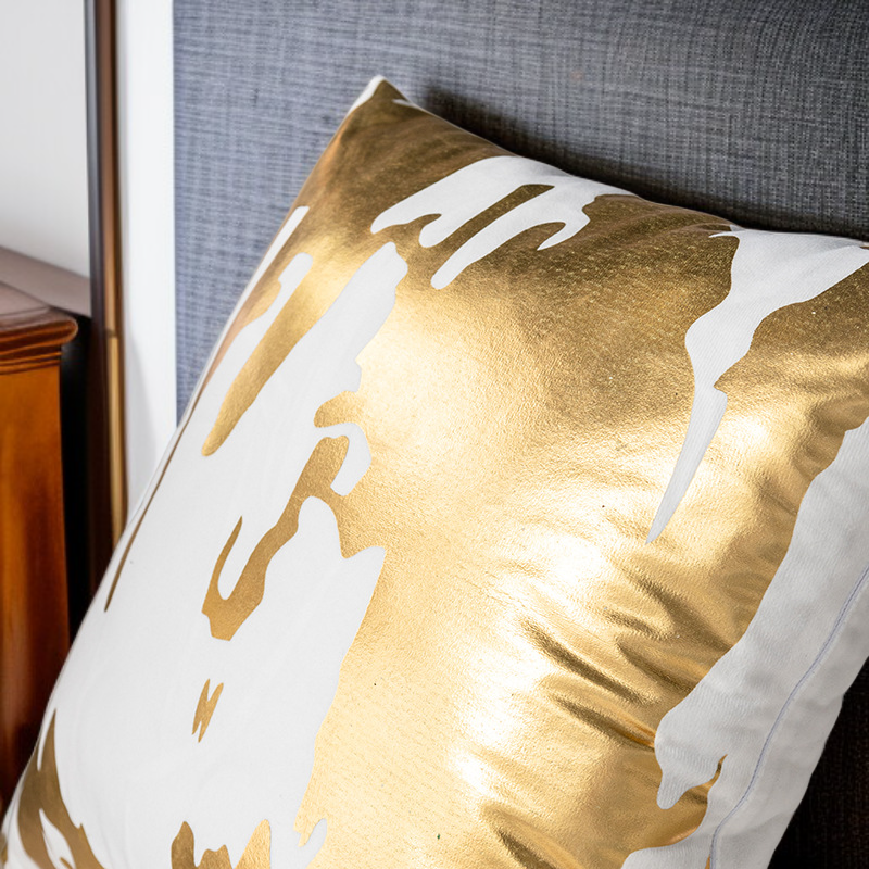 輕奢華熱金抱枕沙發裝飾墊短毛絨臥室靠墊