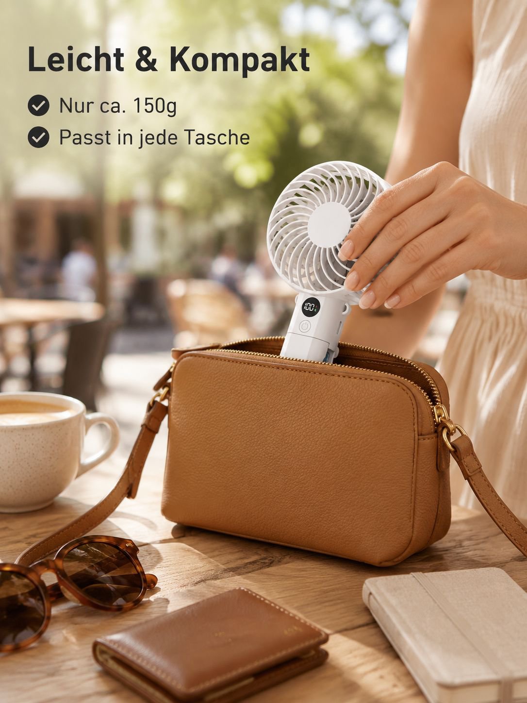 Tragbarer Handventilator mit intelligenter Digitalanzeige