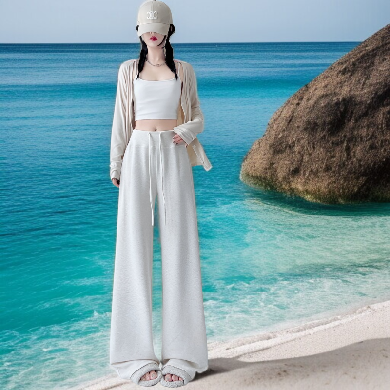 와이드 와이드 팬츠 여 쁘띠 소프트 하이웨스트 날씬해 보이는 팬츠 스커트 봄가을 드롭 와이드 팬츠