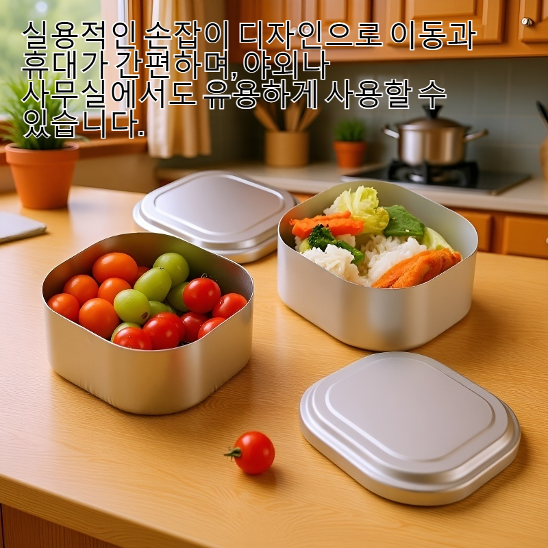손잡이가 있는 사각형 알루미늄 도시락통