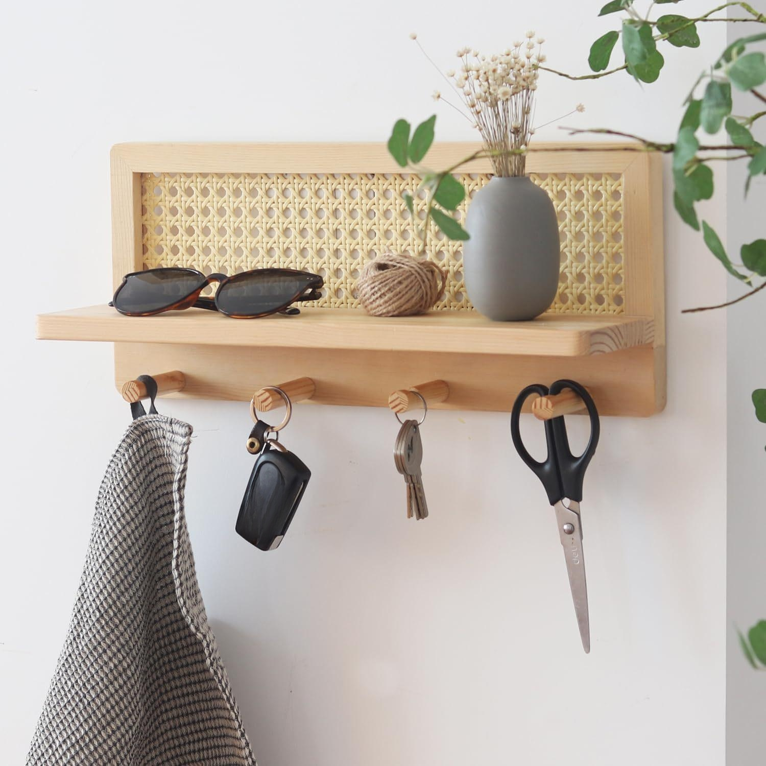 Porte-clés mural japonais en bois tressé