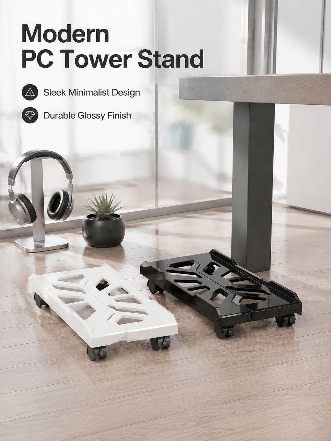 Computer Tower Stand Movable Base Adjustable Plastic Cooling Bracket