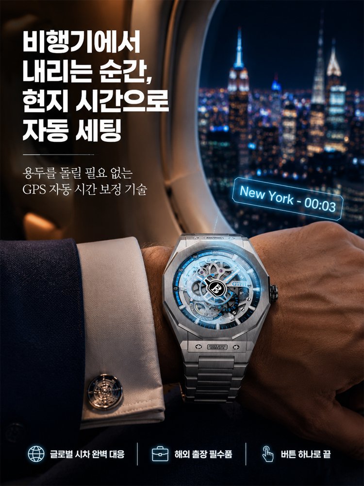 세련된 남성 기계식 스켈레톤 손목시계