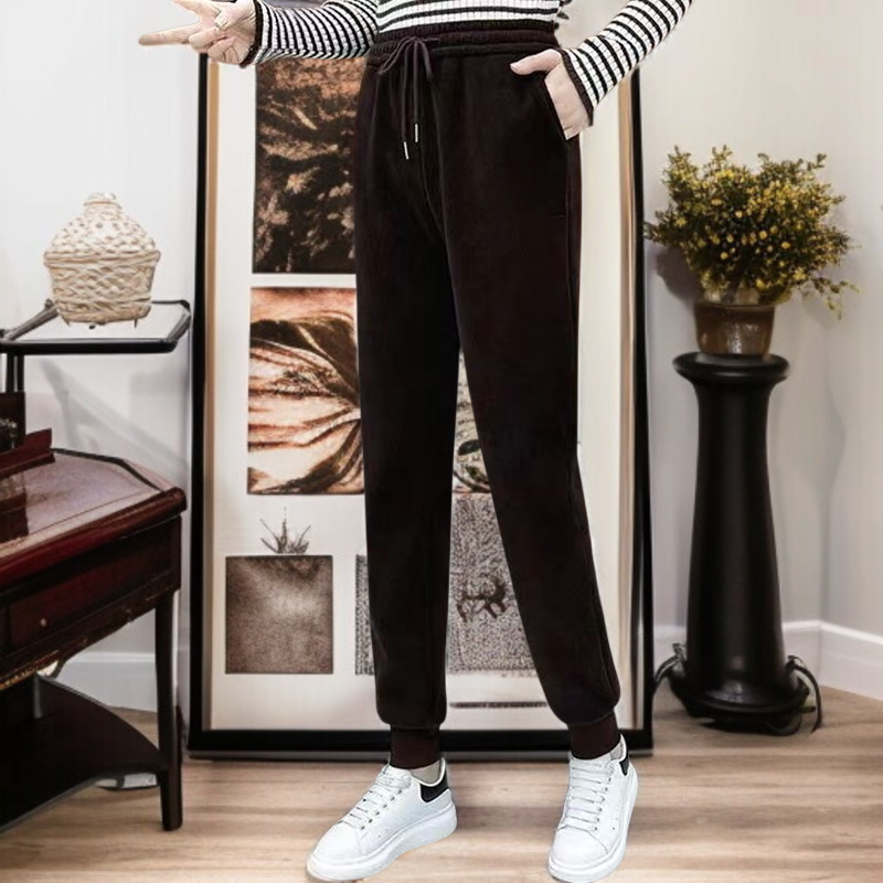 여성 얇은 곰돌이 트레이닝 팬츠 여 봄 하이웨스트 와이드 조거팬츠