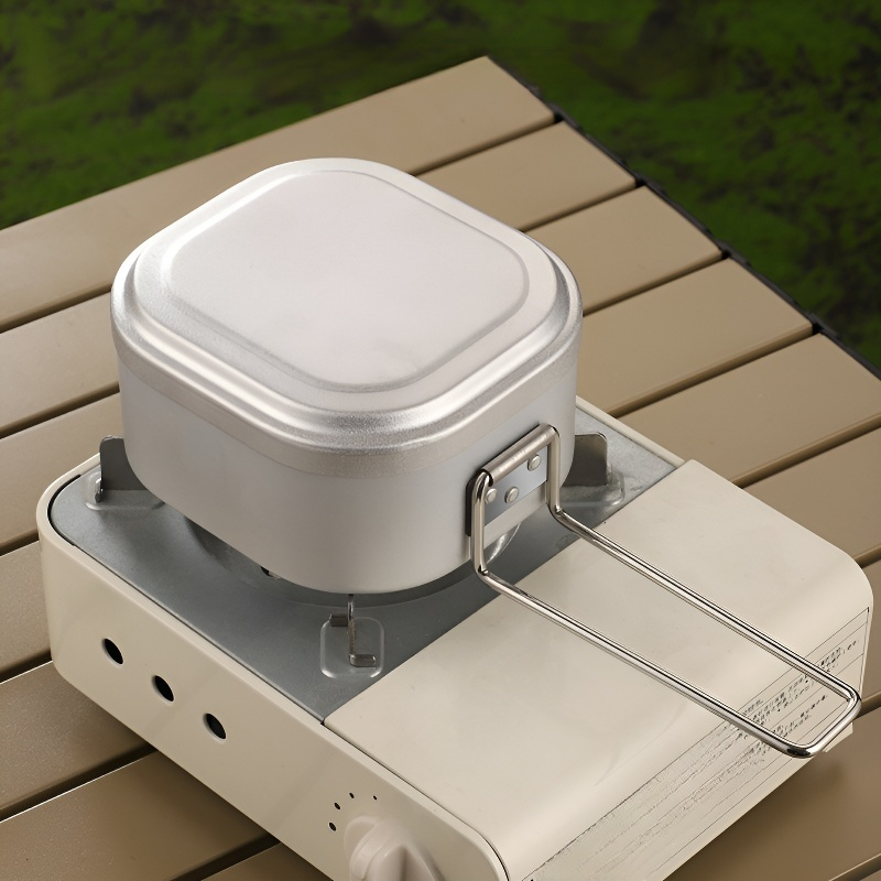 Pudełko na lunch w całości wykonane z aluminium, kwadratowe, z uchwytem
