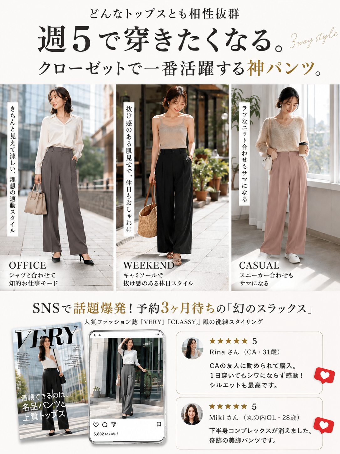 Monolly 骨格ウェーブ大優勝スラックス | オンオフ両立のこなれ感